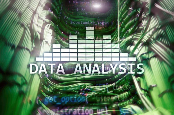 Big Data Analysetext Auf Dem Hintergrund Des Serverraums Internet Und — Stockfoto