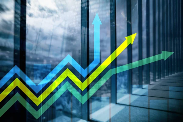 Gráfico Setas Crescimento Financeiro Conceito Investimento Negociação — Fotografia de Stock