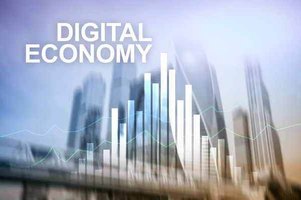 Digitale Wirtschaft Finanztechnologie Konzept Auf Verschwommenem Hintergrund — Stockfoto
