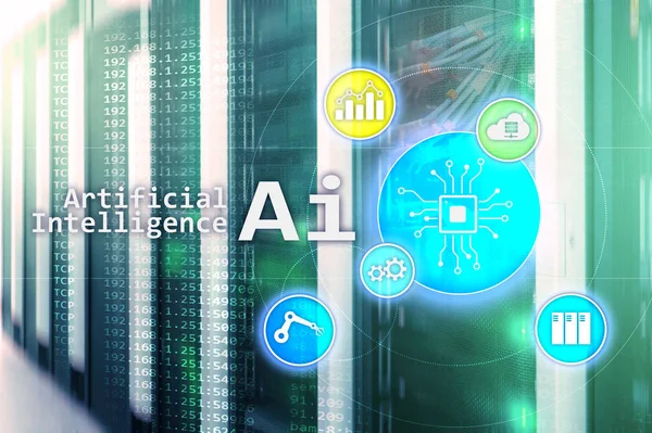AI, yapay zeka, otomasyon ve modern bilgi teknolojisi kavramı sanal ekran üzerinde.