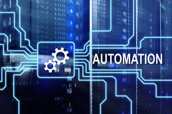 İş süreci ve yenilik teknoloji imalat Otomasyonu. Sunucu odası arka plan üzerinde Internet ve teknoloji kavramı.