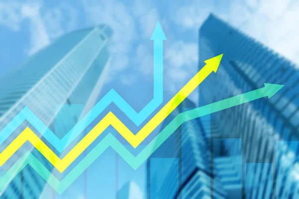 Gráfico Setas Crescimento Financeiro Conceito Investimento Negociação — Fotografia de Stock