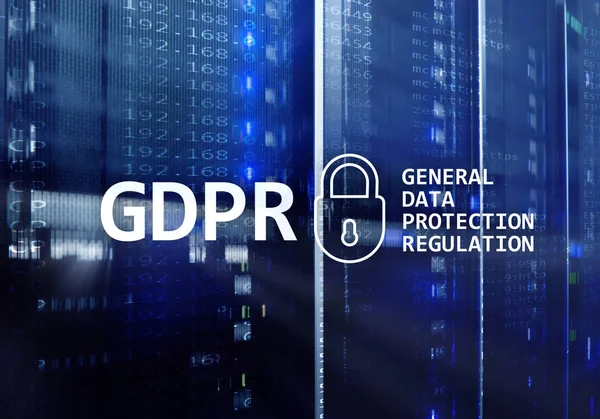 Gdpr, genel veri koruma yönetmeliği uyum. Sunucu odası arka plan.