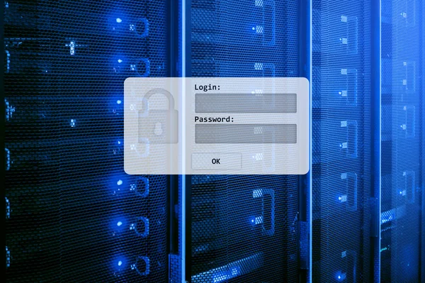 Server Room Login Password Request Data Access Security Server Room — Stock Photo, Image