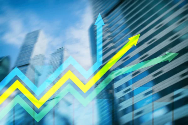 Finansal büyüme okları grafiği. Yatırım ve ticaret kavramı.