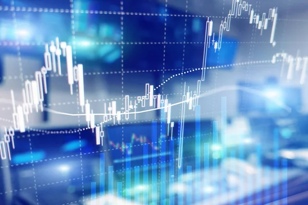 Forex Trading Mercato Finanziario Concetto Investimento Sfondo Business Center — Foto Stock