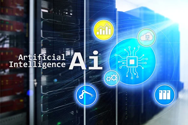 AI, yapay zeka, otomasyon ve modern bilgi teknolojisi kavramı sanal ekran üzerinde.