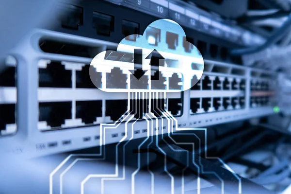 Servidor Cloud Computación Almacenamiento Procesamiento Datos Concepto Internet Tecnología — Foto de Stock