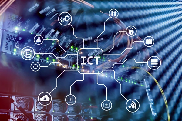 Ict Informatie Communicatie Technologie Concept Server Kamer Achtergrond — Stockfoto