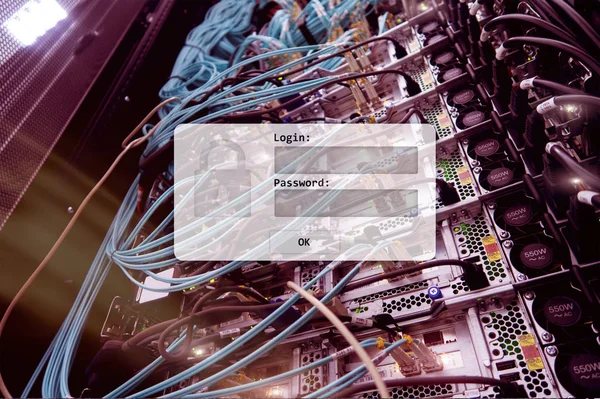Server Room Login Password Request Data Access Security — Stock Photo, Image