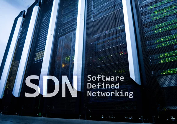 Sdn Programvarudefinierade Nätverkskoncept Moderna Server Rum Bakgrund — Stockfoto
