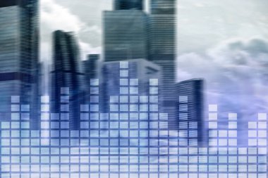 Mali grafik üzerinde bulanık gökdelen office arka plan.