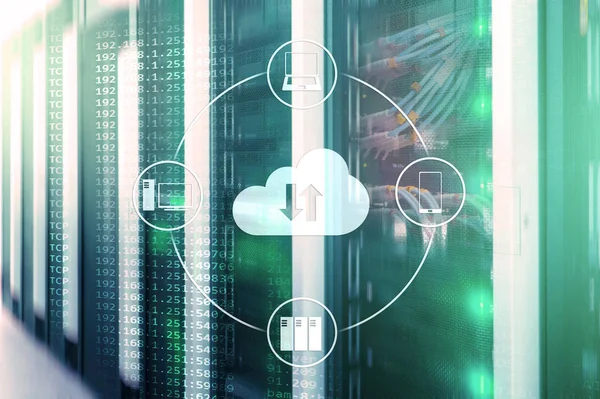 Cloudový Server Výpočty Ukládání Dat Zpracování Internet Technologie Koncept — Stock fotografie