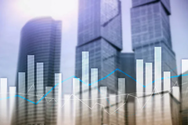 Grafici Grafici Finanziari Sfondo Sfocato Del Business Center Concetto Investimento — Foto Stock
