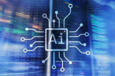 AI, yapay zeka, otomasyon ve modern bilgi teknolojisi kavramı sanal ekran üzerinde.