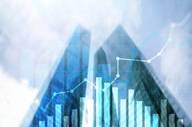 Finansal büyüme grafiği. Strateji konsept pazarlama satış artırın. Finansal büyüme grafiği. Satışları artırmak, pazarlama stratejisi kavramı.