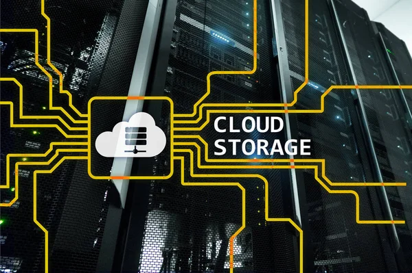 Cloud Data Storage Concept Server Room Background — Stock Photo, Image