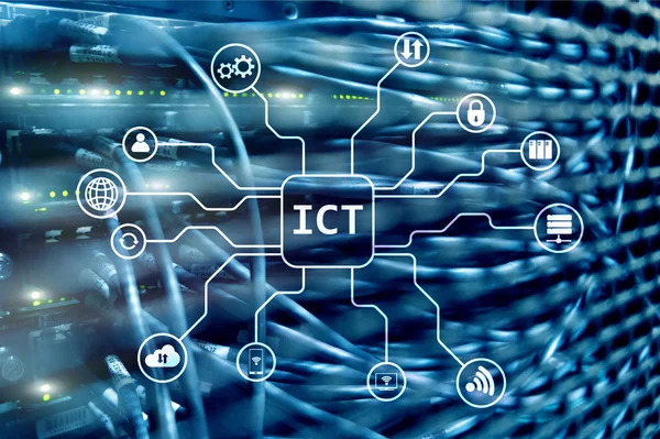 Ict サーバー ルームの背景に 通信の技術コンセプト — ストック写真
