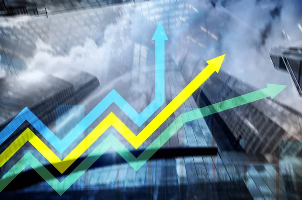 Finansal büyüme okları grafiği. Yatırım ve ticaret kavramı.