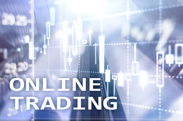 Online Συναλλαγών Forex Επενδυτική Ιδέα Σχετικά Φόντο Θολή Επιχειρηματικό Κέντρο — Φωτογραφία Αρχείου