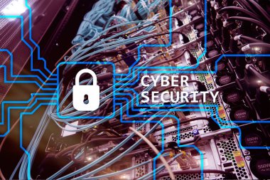 Siber güvenlik, bilgi Gizlilik ve veri koruma kavramı sunucu üzerinde arka plan Oda.