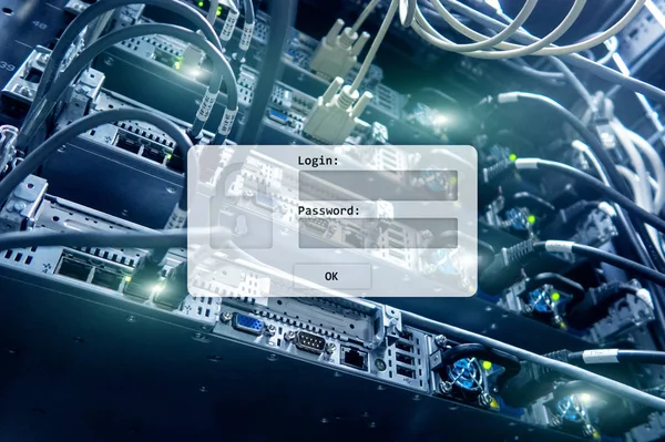 Server Room Login Password Request Data Access Security — Stock Photo, Image