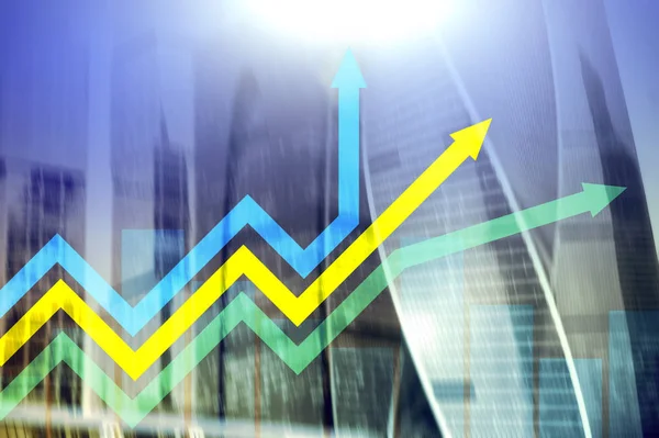 Financial growth arrows graph. Investment and trading concept.