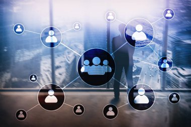 HR - insan kaynakları yönetimi kavramı bulanık iş merkezi zemin üzerine.