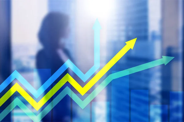 Gráfico Setas Crescimento Financeiro Conceito Investimento Negociação — Fotografia de Stock