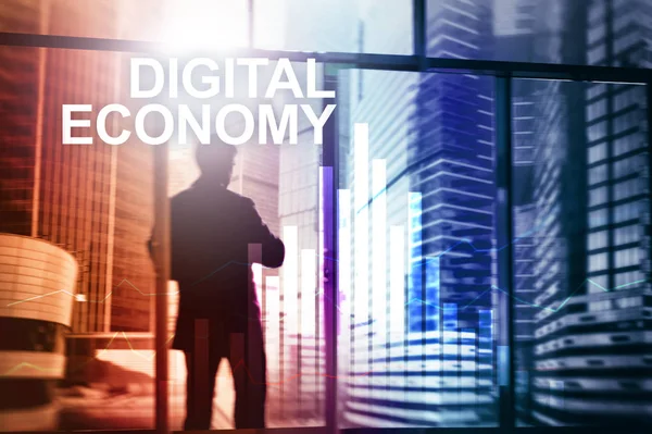 DIgital economy, financial technology concept on blurred background.