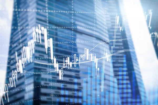 Forex Trading Financiële Markt Investering Concept Business Center Achtergrond — Stockfoto