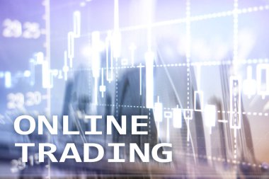 Online ticaret, Forex, yatırım kavramı bulanık iş merkezi zemin üzerine.