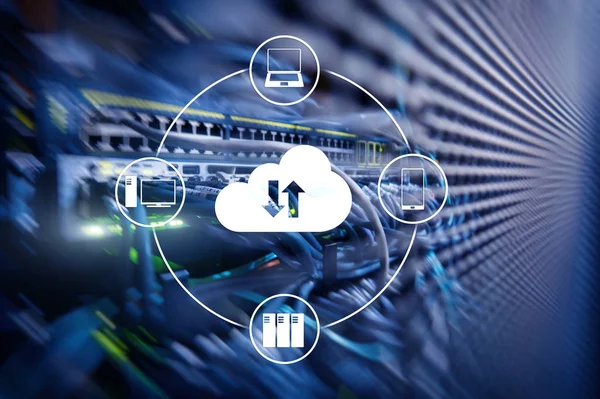 Cloud Server Och Computing Datalagring Och Bearbetning Internet Och Teknik — Stockfoto