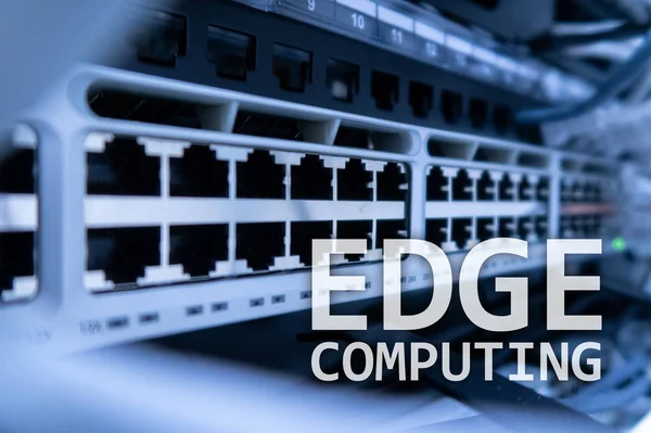 Edge Computación Internet Concepto Tecnología Moderna Fondo Moderno Sala Servidores — Foto de Stock