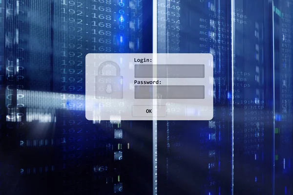 Server Room Login Password Request Data Access Security — Stock Photo, Image