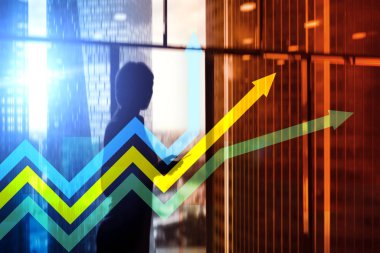 Finansal büyüme okları grafiği. Yatırım ve ticaret kavramı.