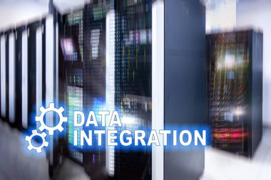 Veri entegrasyon bilgi teknolojisi kavramı sunucu Oda zemin üzerine.