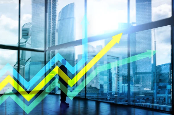Financial Growth Arrows Graph Investment Trading Concept — Stock Photo, Image