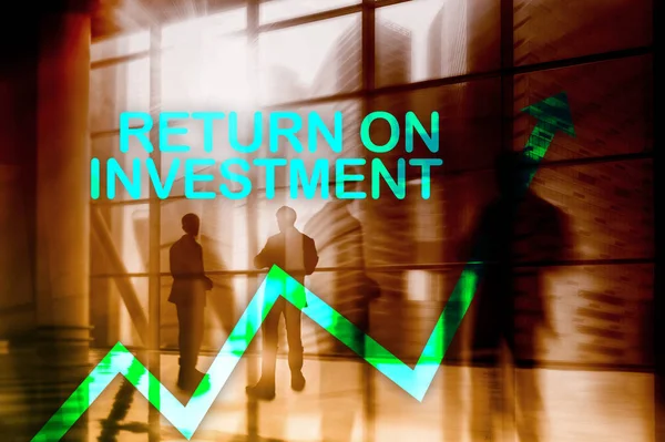 Roi Retorno Investimento Conceito Negociação Ações Crescimento Financeiro Fundo Centro — Fotografia de Stock