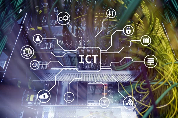 Tic Concepto Tecnología Información Las Comunicaciones Fondo Sala Servidores — Foto de Stock