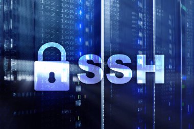 SSH, Secure Shell protocol and software. Data protection, internet and telecommunication concept. clipart