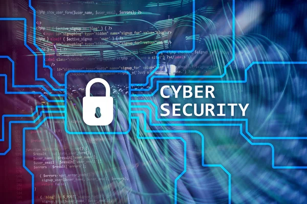 Кібер Безпеки Конфіденційність Інформації Концепції Захисту Даних Сервер Зал Фоні — стокове фото