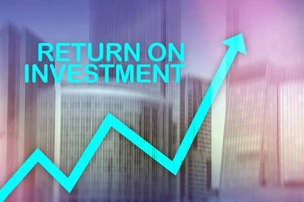 Roi Beruházások Megtérülése Tőzsde Pénzügyi Növekedés Koncepció Homályos Üzleti Központ — Stock Fotó