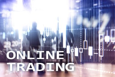 Online ticaret, Forex, yatırım kavramı bulanık iş merkezi zemin üzerine.