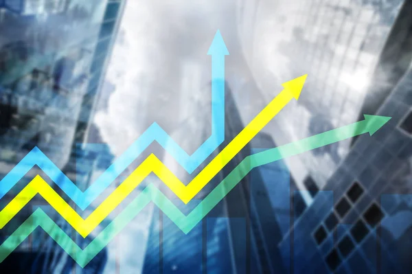 Financial Growth Arrows Graph Investment Trading Concept — Stock Photo, Image