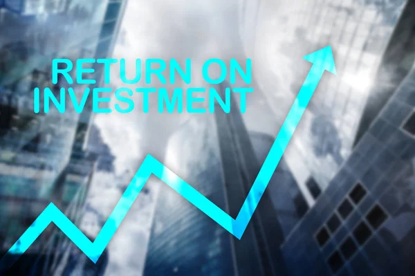 Roi Beruházások Megtérülése Tőzsde Pénzügyi Növekedés Koncepció Homályos Üzleti Központ — Stock Fotó