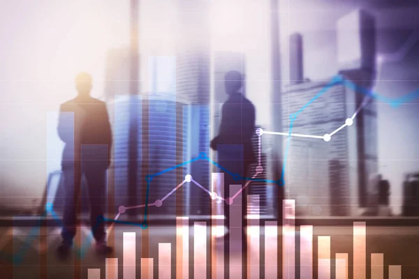 Ekonomiska Tillväxt Diagram Ökad Försäljning Marknadsföring Strategi Koncept Staden — Stockfoto