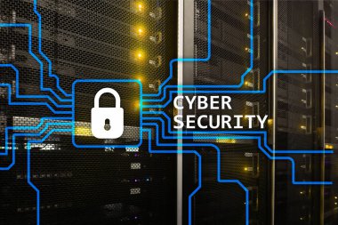 Siber güvenlik, bilgi Gizlilik ve veri koruma kavramı sunucu üzerinde arka plan Oda.