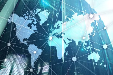 Çift Pozlama dünya haritası. Küresel iş ve finans piyasası kavramı.