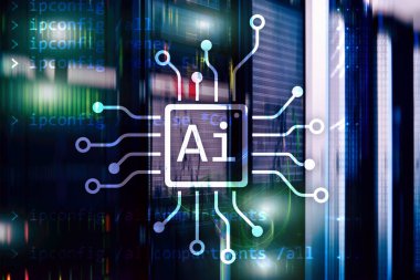 AI, yapay zeka, otomasyon ve modern bilgi teknolojisi kavramı sanal ekran üzerinde.